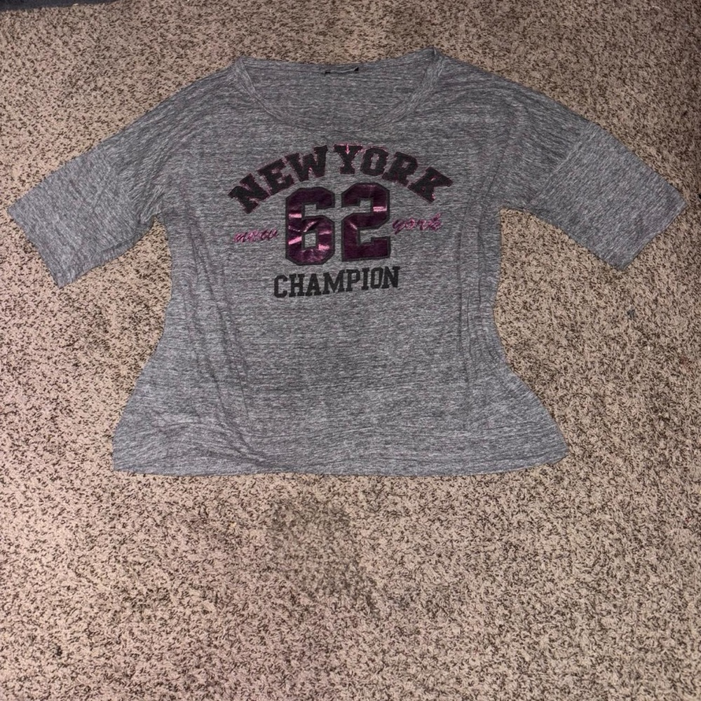 Y2K oversized wide necked athletic style tee perfect for layering off shoulder